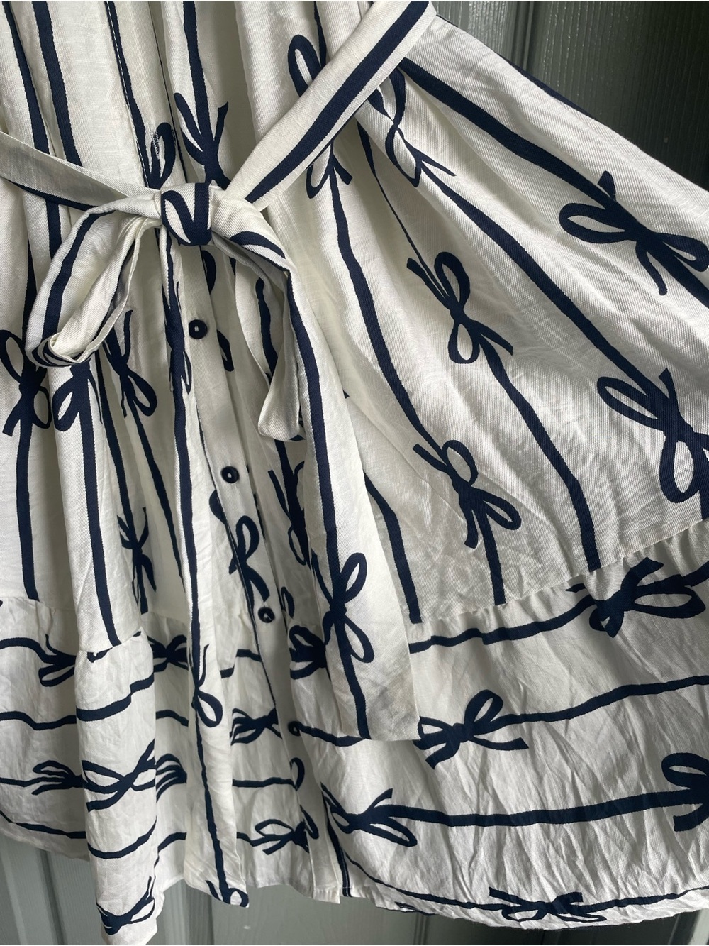 Umgee Off-White Mini Dress with Navy Bow Stripe Curvy Plus Size XL - Picture 6 of 10